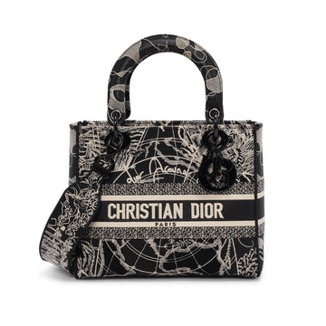 Dior Black & White Toile De Jouy Medium Lady D-Lite Bag
