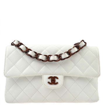 Top Quality Chanel White Leather Medium Single Flap Shoulder Bag
