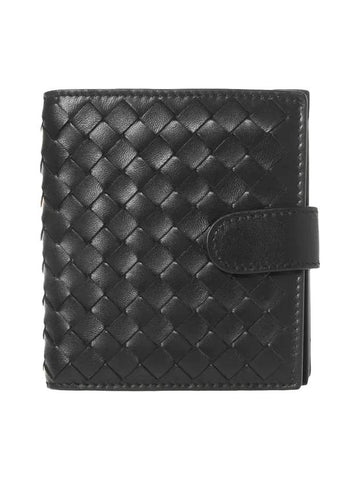 Luxury Bottega Veneta Intrecciato Nappa Half Wallet Black