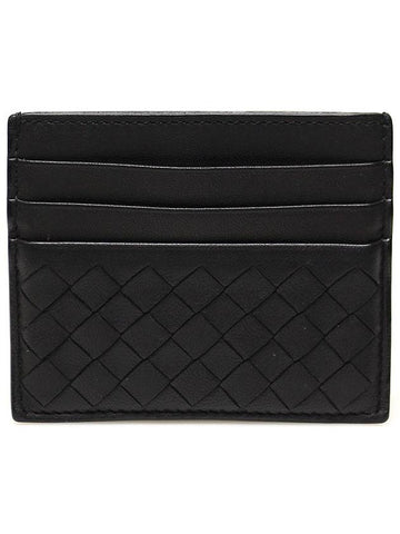 Luxury Bottega Veneta 162150 Black Intrecciato Nappa VN Card Wallet
