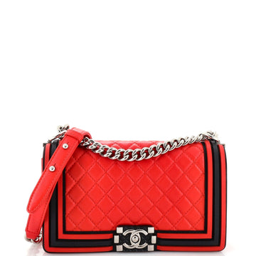 CHANEL Boy Flap Bag Quilted Lambskin with Rubber Old Medium