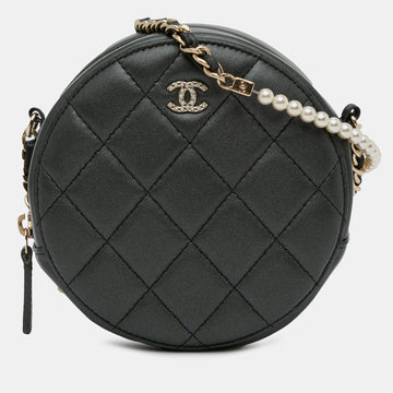 Quilted Lambskin Round Pearl Clutch with Chain