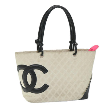 Top Quality Chanel Cambon Line Tote Bag Leather White CC Auth am5180