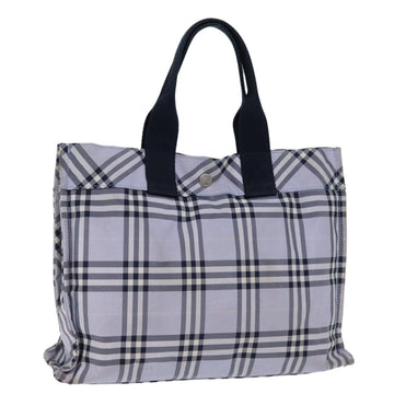 Burberry Nova Check Blue Label Hand Bag Nylon Blue Auth am6158