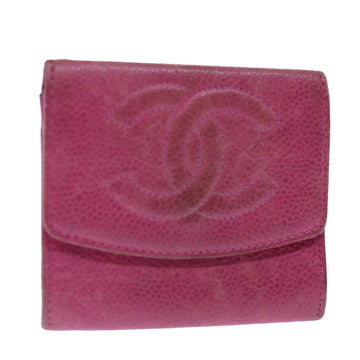 Top Quality Chanel COCO Mark Coin Purse Leather Skin Pink CC Auth ar11706