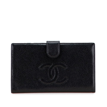 Chanel Coco Mark Caviar Long Wallet