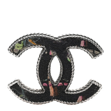 Tweed CC Brooch Silver Multicolor