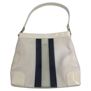 Gucci Vintage White Canvas White  Leather Tote