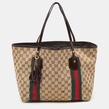 Gucci Beige/brown Gg Canvas And high quality Leather Jolie Web Charms Tote