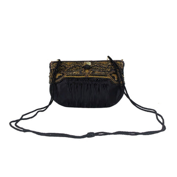 Gucci beaded black silk/satin pouch style cross body
