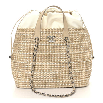 Woven Straw Caviar Tote Beige