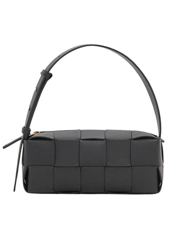 Luxury Bottega Veneta Brick Cassette Intrecciato Small Shoulder Bag Black