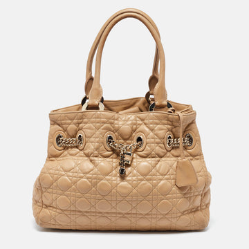 Dior Beige Cannage Leather Chri Chri Chain Tote..