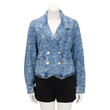 Chanel Light Blue Denim CC Double Breasted Jacket FR 36