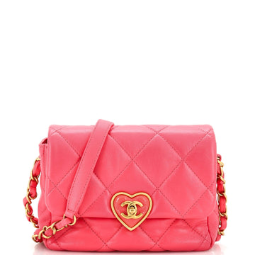 CHANEL Coco Love CC Heart Flap Bag Quilted Lambskin Mini
