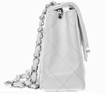 Chanel White Leather Mini Flap SHW  Handbag