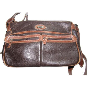 Gucci Vintage Dark Brown Textured And Caramel Smooth Leather Satchel