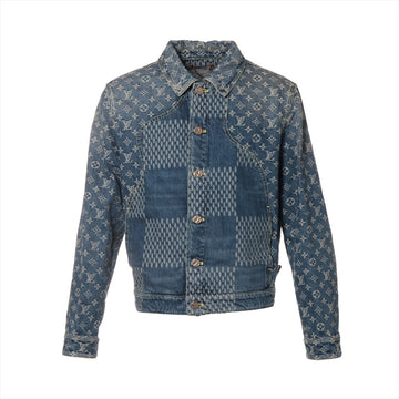 Louis Vuitton x NIGO Cotton Denim Jacket 46  Navy HJA10WUZC Giant Damier Waves Monogram