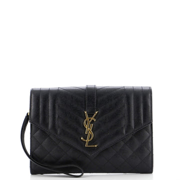 Classic Monogram Envelope Wristlet Clutch Mixed Matelasse Leather