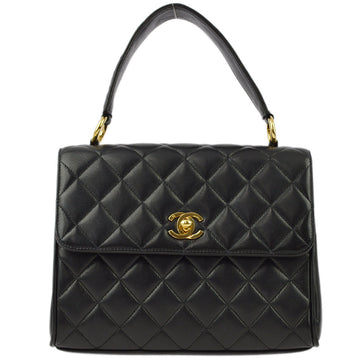 Top Quality Chanel Black Leather Straight Flap Handbag