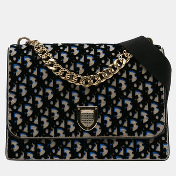 Black Velvet Oblique Diorama Shoulder Bag