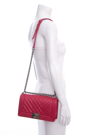 Chanel 2014 Red Medium Quilted Leather Handbag