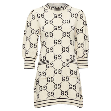 Gucci cotton GG logo jacquard striped rib sweater dress