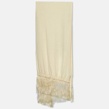 Dior Cream Cashmere Fringed Stole