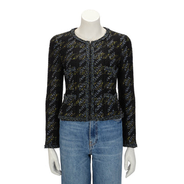 Chanel Black Tweed Four Pocket Zip Jacket FR 38