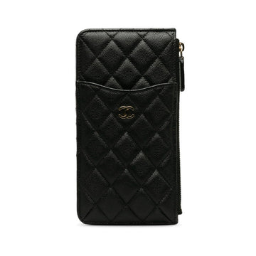 Top Quality Chanel Matrases Cocomark Timeless Classic Card Box Long Wallet Black Leather   CHANEL