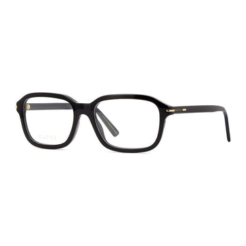 Gucci Eyeglasses Square Full Rim, Grey Havana Frame and Clear Demo Lenses Lens GG1446O003