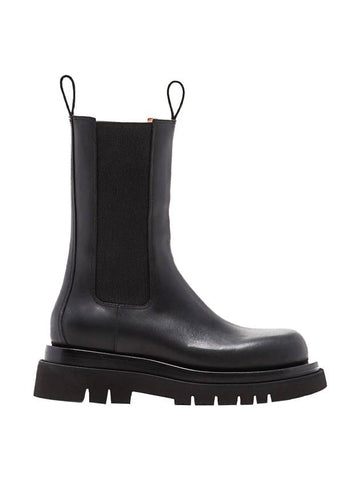 Luxury Bottega Veneta Lug Leather Chelsea Boots Black