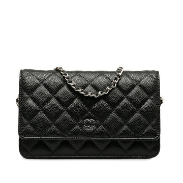 Top Quality Chanel Matrases Coco  Chain Shoulder Wallet Black Leather S  CHANEL