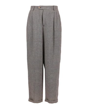 Checked Linen Cropped Trors