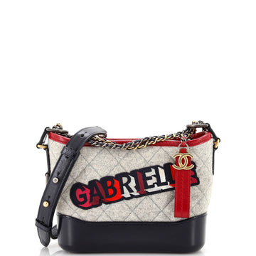 CHANEL Gabrielle Logo Hobo Quilted Felt and Calfskin Small