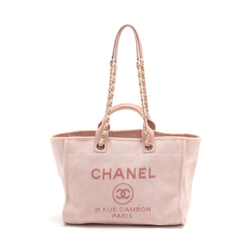 Top Quality Chanel DOUVILLE GM Stretch x Leather/canvas 2WAY Handbag Pink Gold