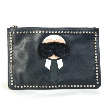 Fendi   Leather Fur Clutch Bag Pouch ()