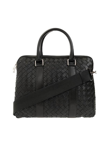 Luxury Bottega Veneta Intrecciato Leather Brief Case Dark Green