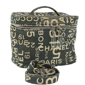 Top Quality Chanel Bycy Vanity Cosmetic Pouch Leather/canvas Black CC Auth bs11565