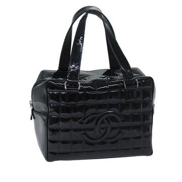 Top Quality Chanel COCO Mark Choco Bar Hand Bag Patent leather Black CC Auth bs13238