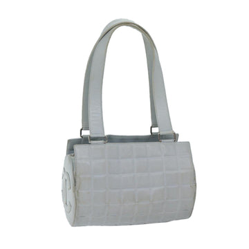 Top Quality Chanel COCO Mark Choco Bar Shoulder Bag Lamb Skin Blue CC Auth bs13362
