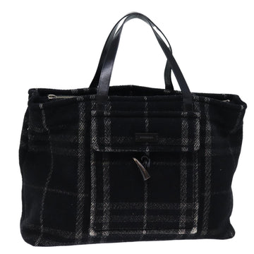 Burberry Nova Check Hand Bag Wool Black Auth bs13719