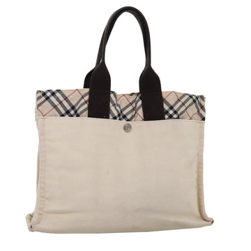 Burberry Nova Check Blue Label Hand Bag Canvas Beige Auth bs14383