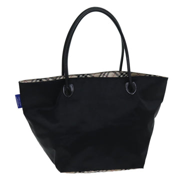 Burberry Nova Check Blue Label Tote Bag Nylon Black Beige Auth bs14385