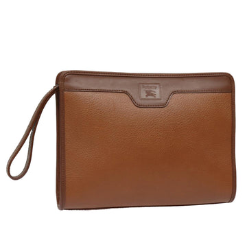 BurberrySs Clutch Bag Leather Brown Auth bs15306