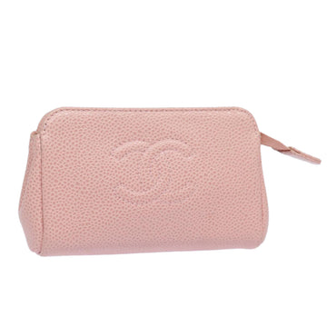 Top Quality Chanel COCO Mark Coin Purse Leather Skin Pink CC Auth bs15464