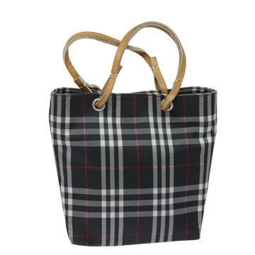 Burberry Nova Check Hand Bag Nylon Black Auth bs15673