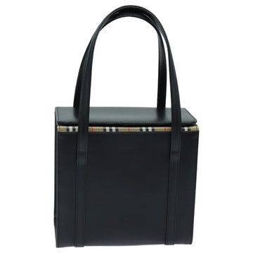 BurberrySs Hand Bag Leather Black Auth bs16011