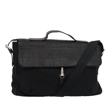 Burberry Nova Check Hand Bag Leather nylon 2way Black Auth bs16211