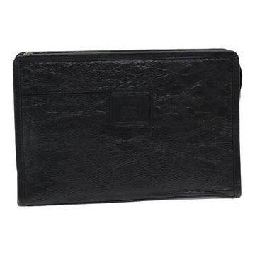 BurberrySs Clutch Bag Leather Black Auth bs16273